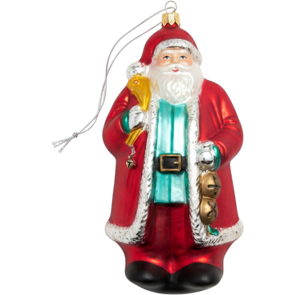 Department 56 Mercury Glass Santa Ornament Handblown Handpainted Red 6.5 In box